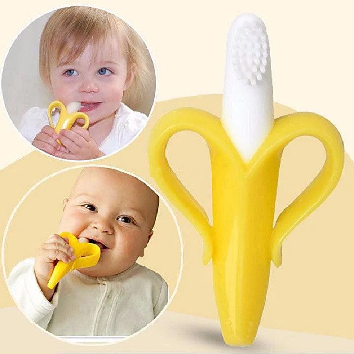 Soft Baby Banana Shaped Silicone Toothbrush.