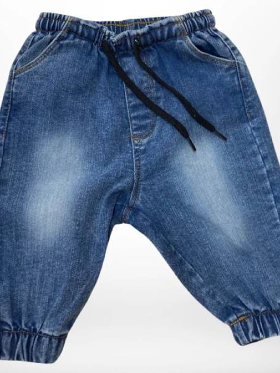 Solid Color Kid Jeans With Elastic Waist