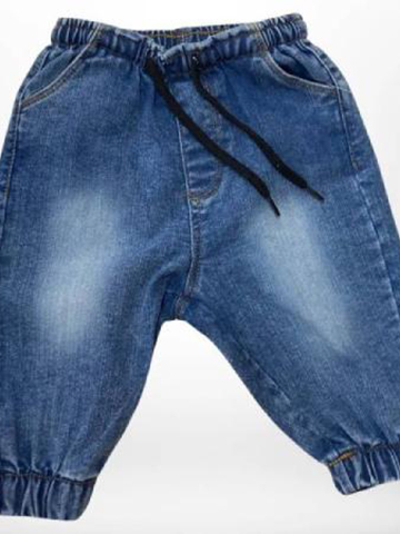 Solid Color Kid Jeans With Elastic Waist
